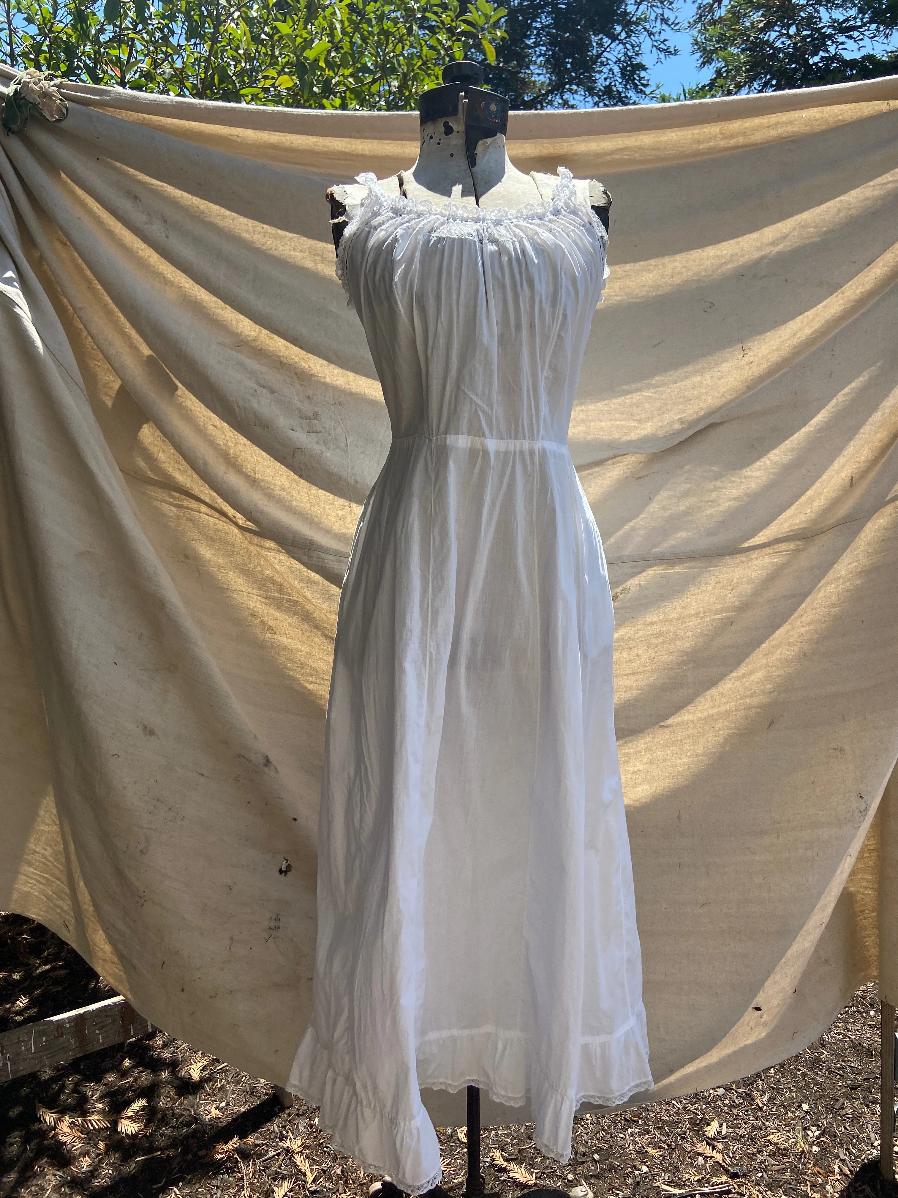 1930s Fine Cotton & Lace Slip Dress