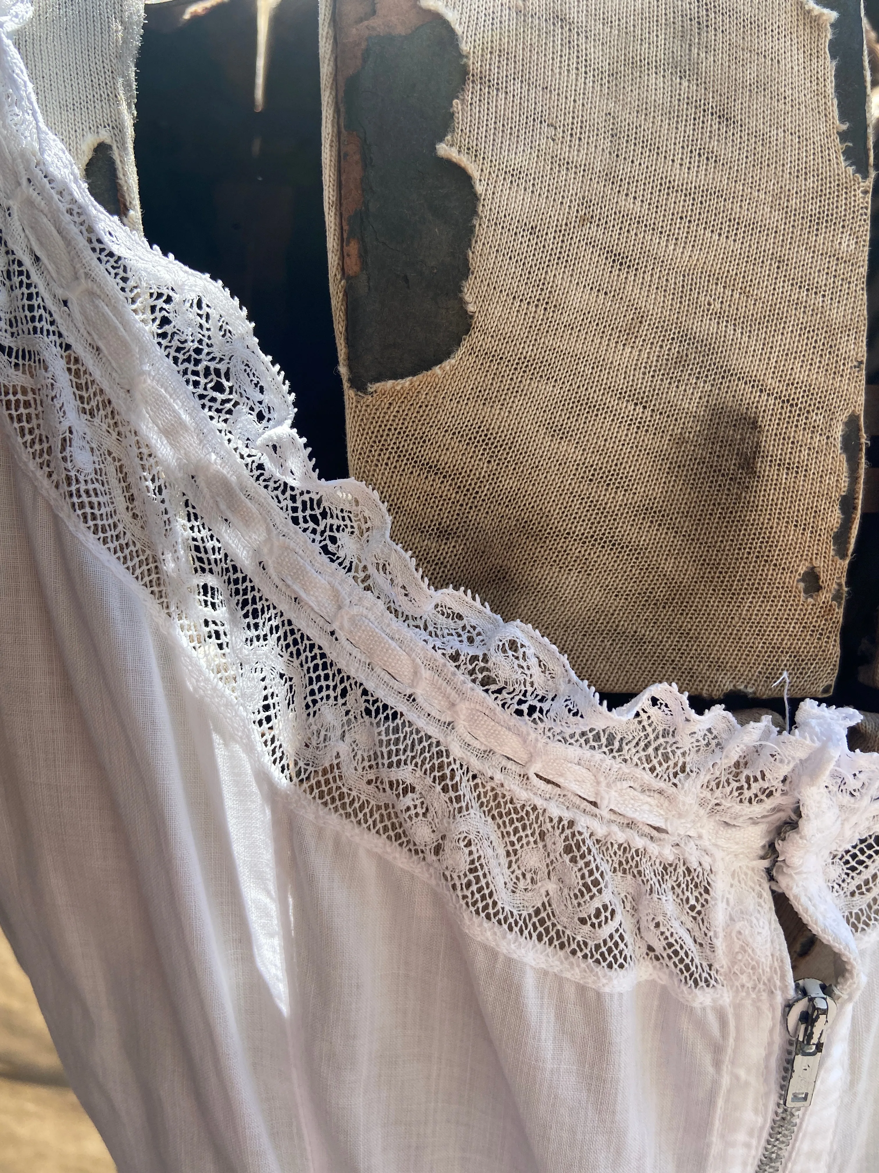 1930s Fine Cotton & Lace Slip Dress