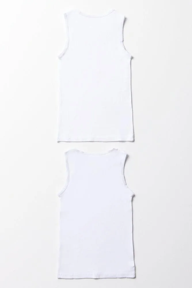 2 Pack Sleeveless Vests White