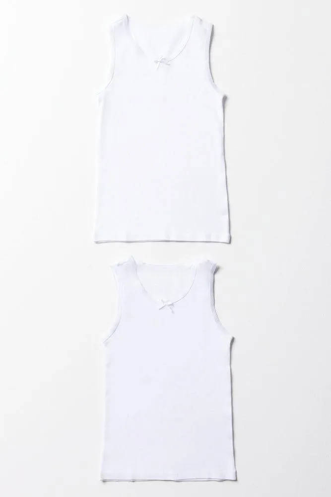 2 Pack Sleeveless Vests White
