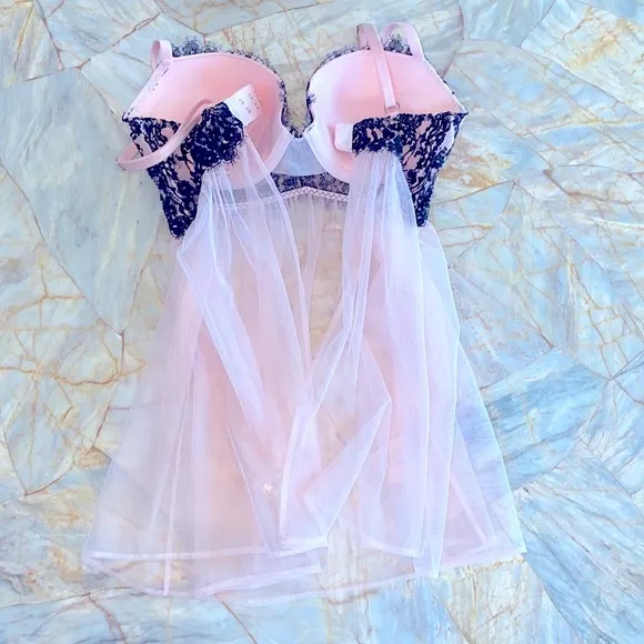 32D Very Sexy Midi Satin Slip Babydoll Nightgown Nighty