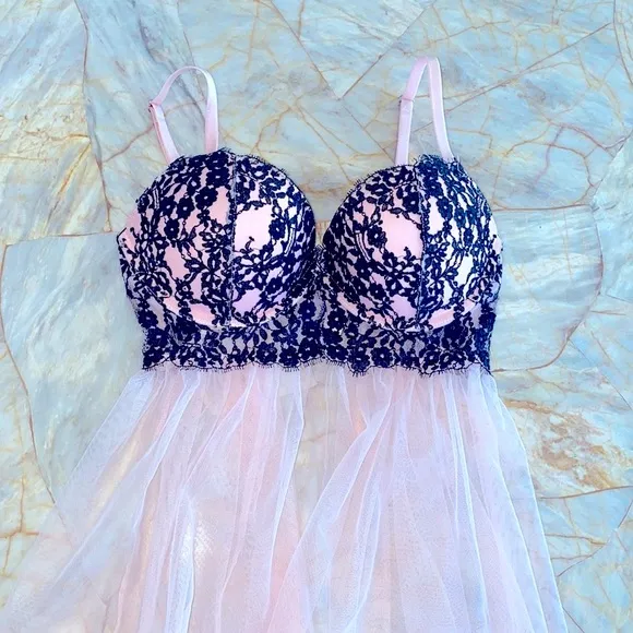 32D Very Sexy Midi Satin Slip Babydoll Nightgown Nighty