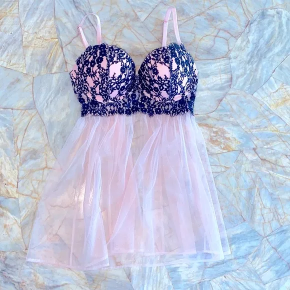 32D Very Sexy Midi Satin Slip Babydoll Nightgown Nighty