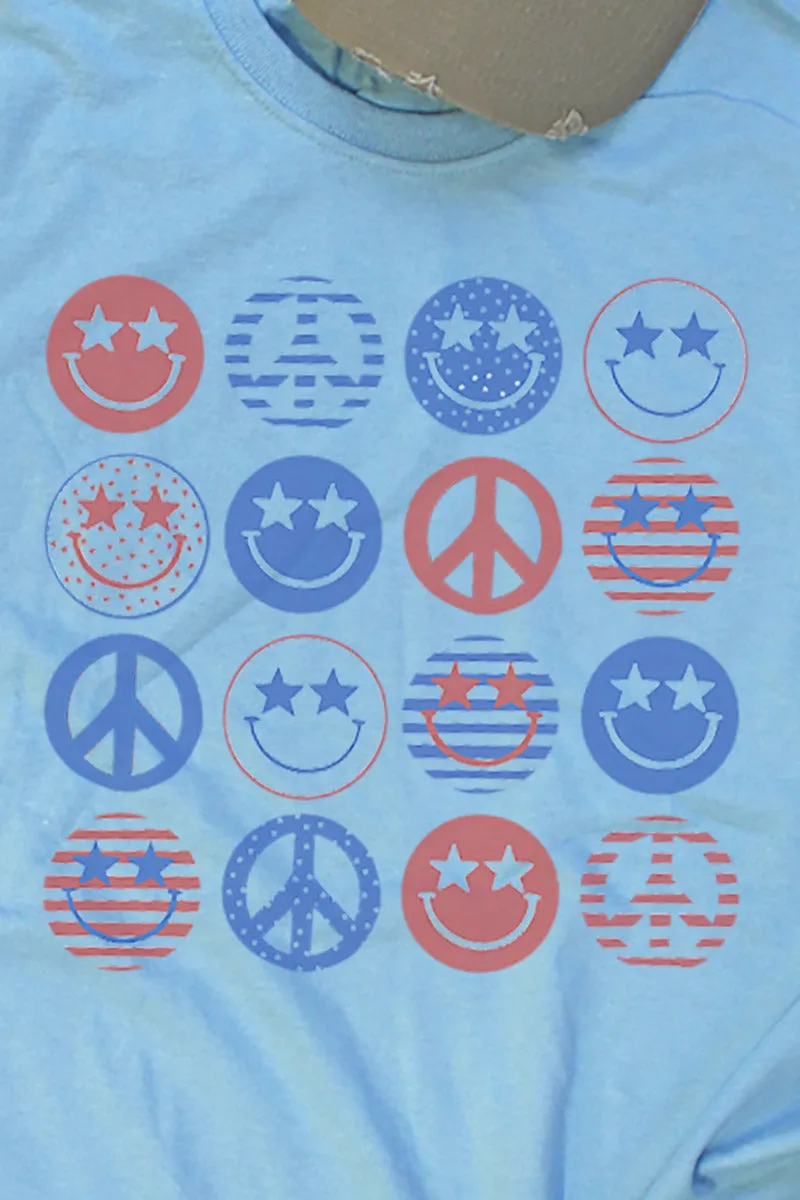 4th Of July Happy Faces Dri-Power 50/50 Tee