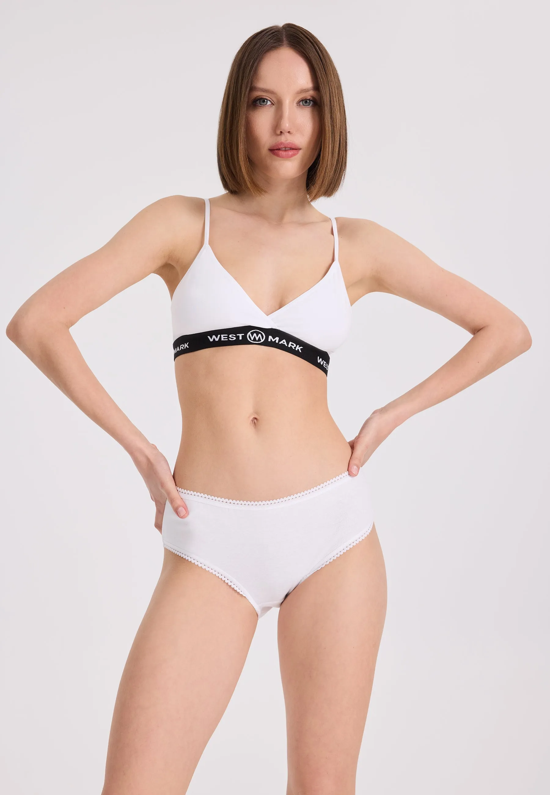 5’li Beyaz Pamuklu Midi Boy Kadın Slip EVA RIB MIDI