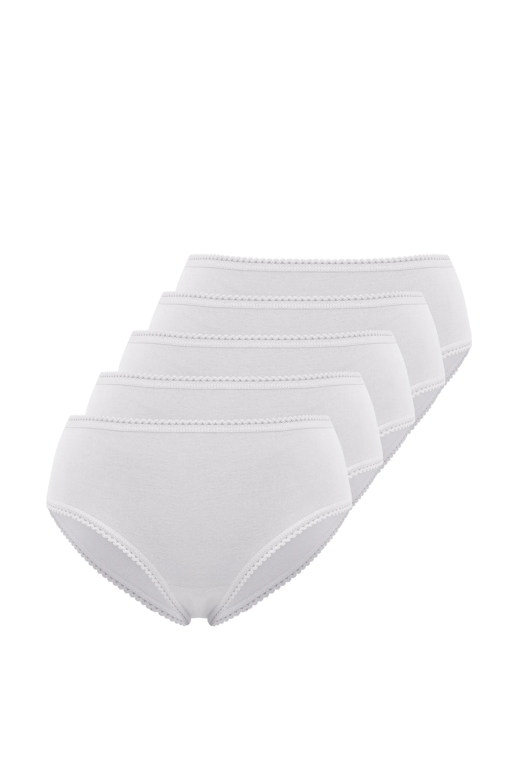 5’li Beyaz Pamuklu Midi Boy Kadın Slip EVA RIB MIDI