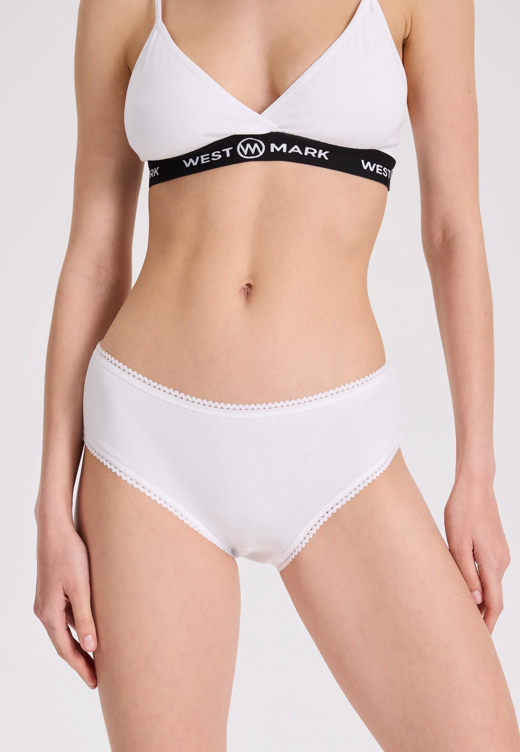 5’li Beyaz Pamuklu Midi Boy Kadın Slip EVA RIB MIDI