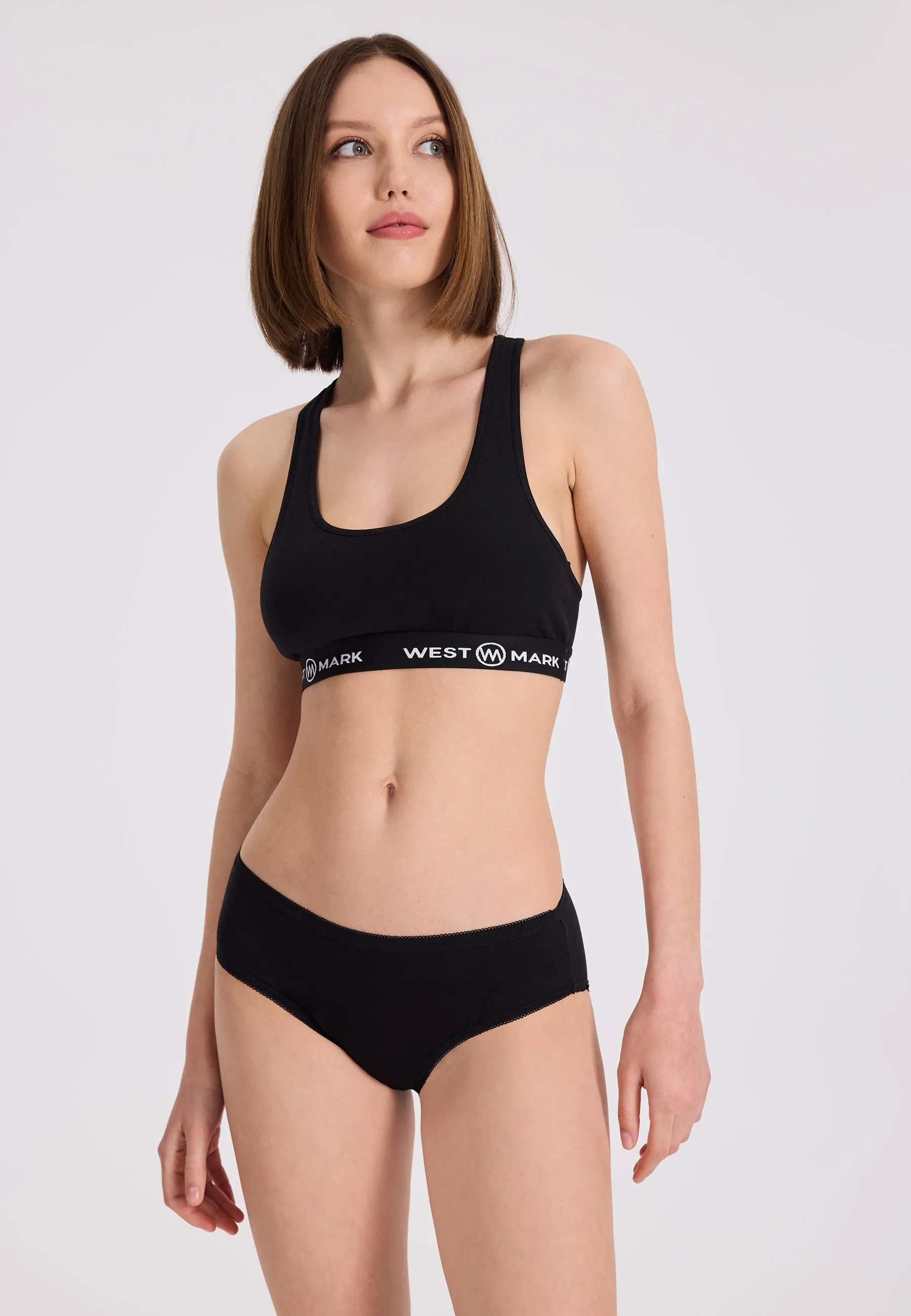 5’li Siyah Pamuk Elastan Karışımı Midi Boy Kadın Slip OLIVIA MIDI