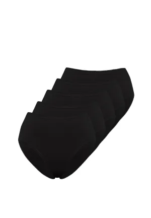5’li Siyah Pamuk Elastan Karışımı Midi Boy Kadın Slip OLIVIA MIDI