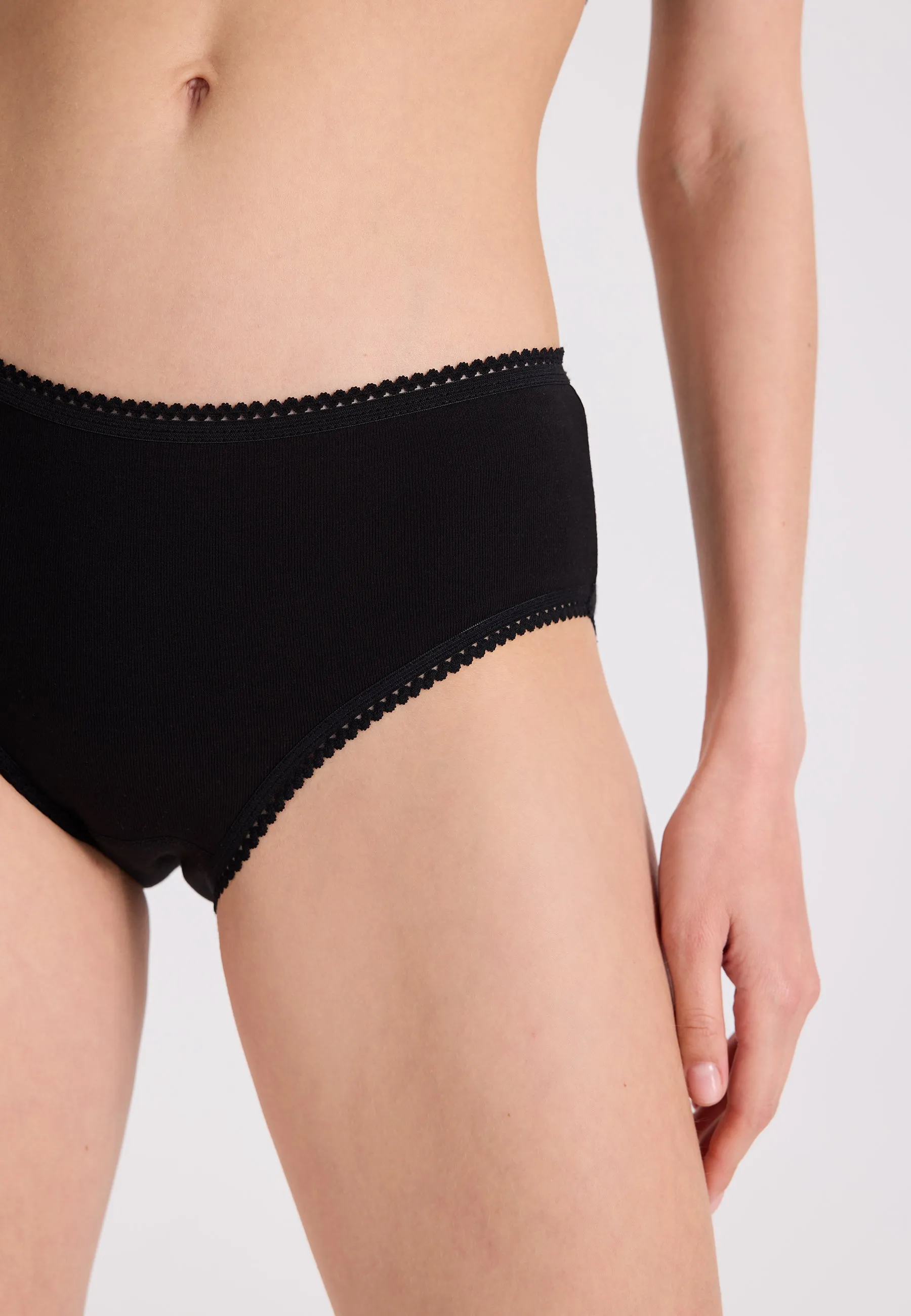 5’li Siyah Pamuklu Midi Boy Kadın Slip EVA RIB MIDI