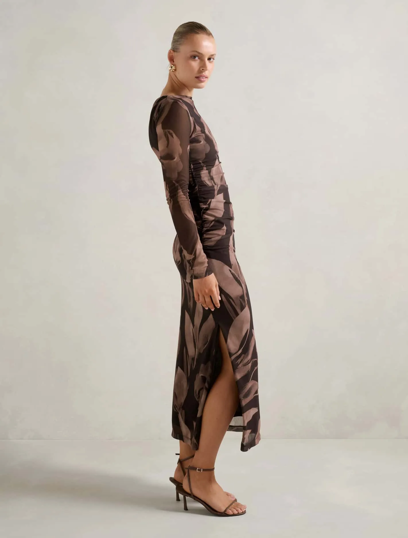 Alannah Mesh Long Sleeve Midi Dress