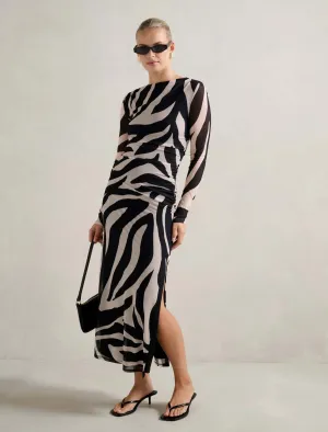 Alannah Mesh Long Sleeve Midi Dress