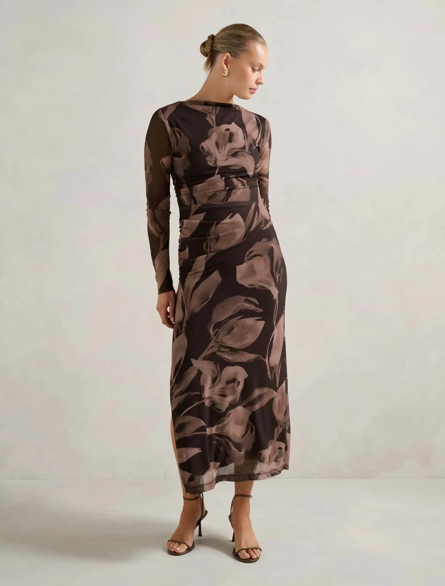 Alannah Mesh Long Sleeve Midi Dress