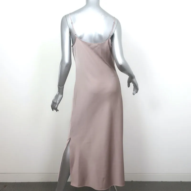 AllSaints Hadley Midi Slip Dress Dusty Pink Stretch Satin Size US 8
