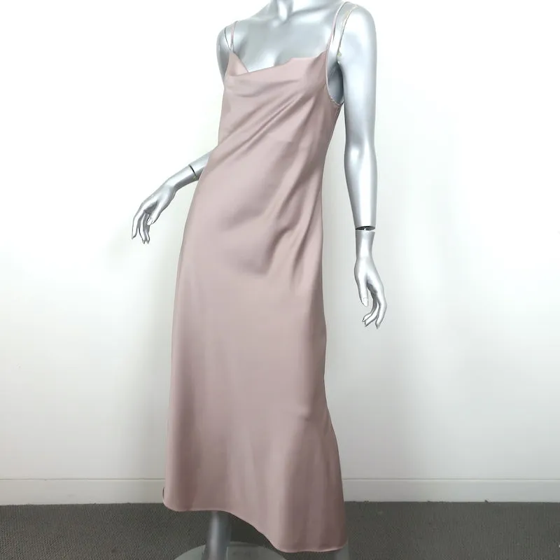 AllSaints Hadley Midi Slip Dress Dusty Pink Stretch Satin Size US 8