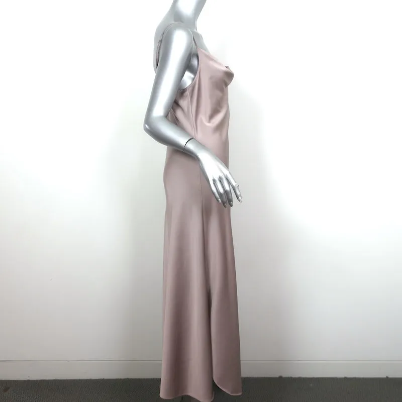 AllSaints Hadley Midi Slip Dress Dusty Pink Stretch Satin Size US 8