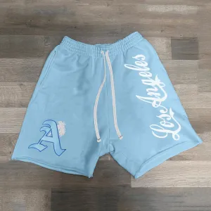 Alphabet Los Angeles Print Drawstring Knit Shorts