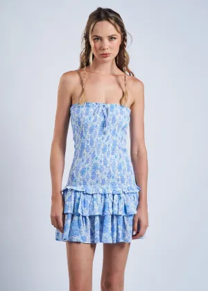 Angela Blue Floral Tube Mini Dress