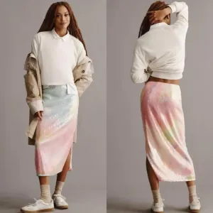 Anthropologie Hutch Sequin Mesh Midi Slip Skirt