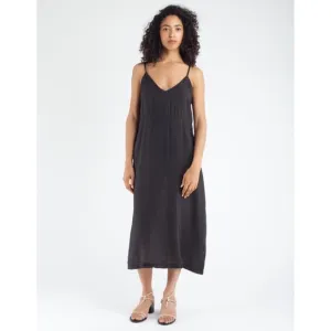 Anthropologie Lacausa alma midi slip dress black