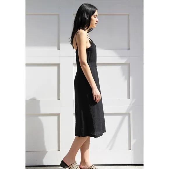 Anthropologie Lacausa alma midi slip dress black
