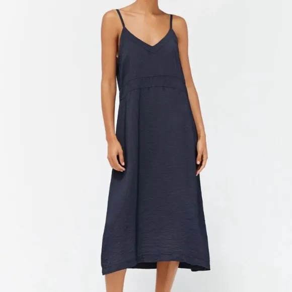 Anthropologie Lacausa alma midi slip dress black
