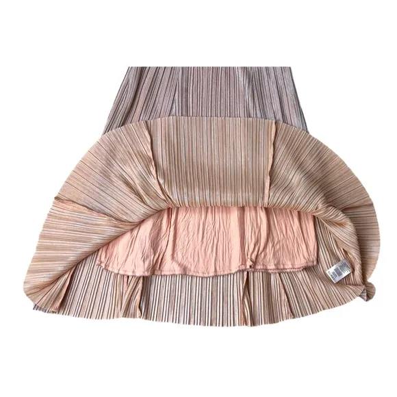 Anthropologie Maeve Shimmer Pleated Midi Skirt Fairy Whimsical Party Metallic