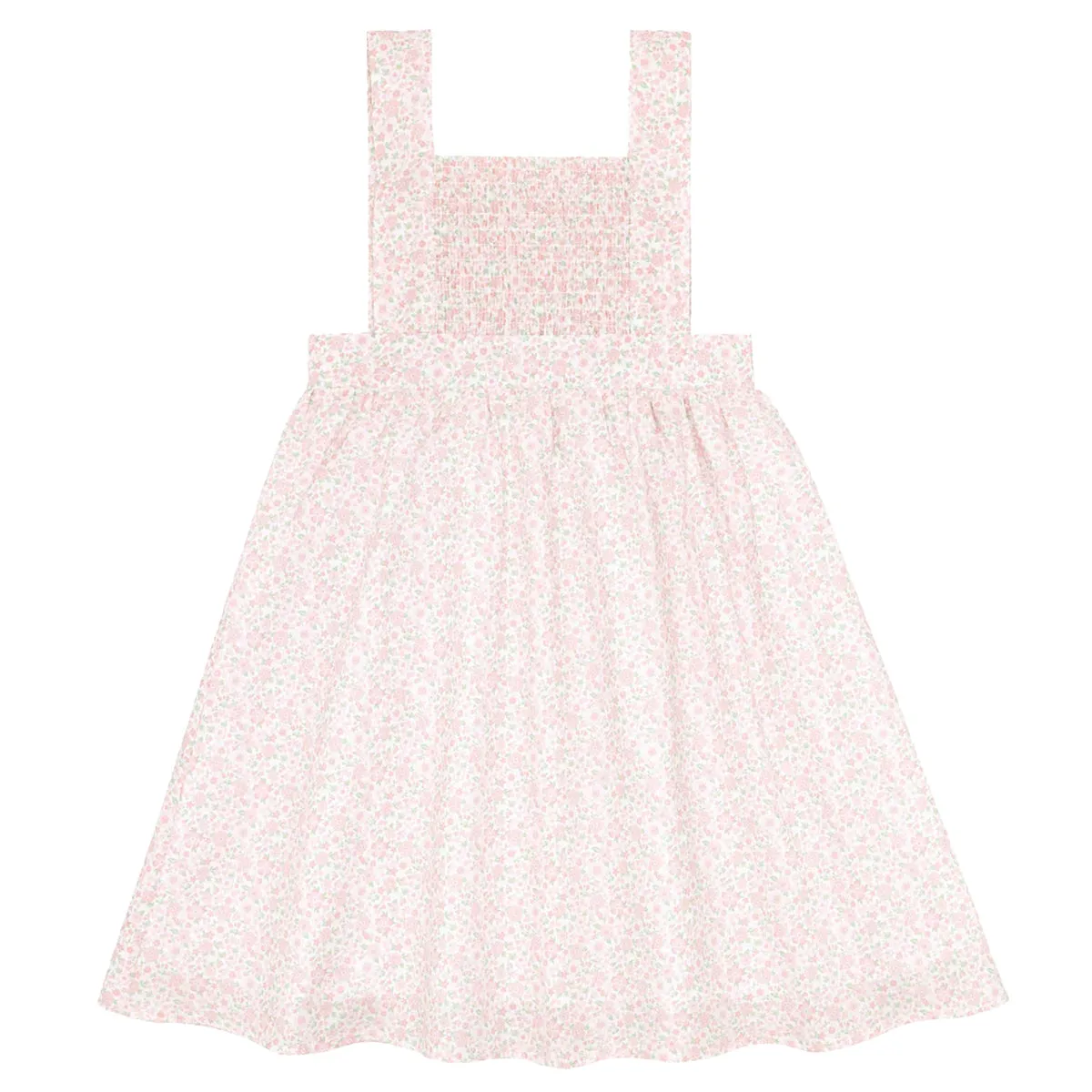 Antique Floral Smocked Bib Dress