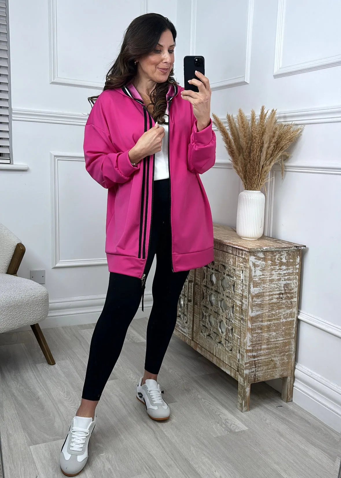 Ariela Fuchsia Hooded Zipper