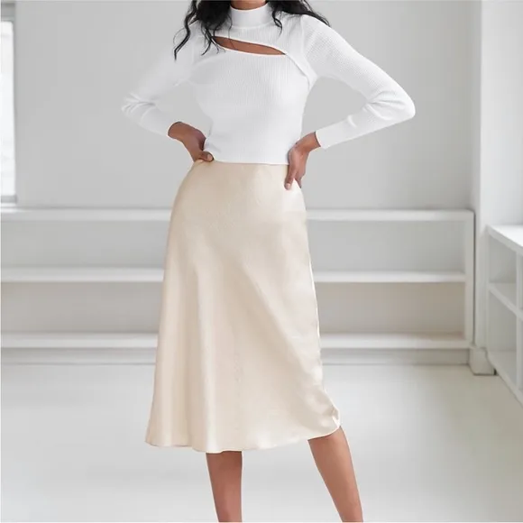 Aritizia Babaton Slip Satin Midi Skirt