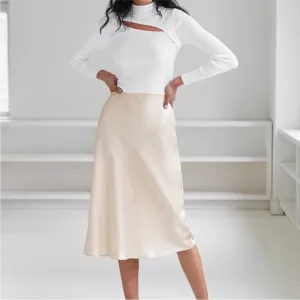 Aritizia Babaton Slip Satin Midi Skirt