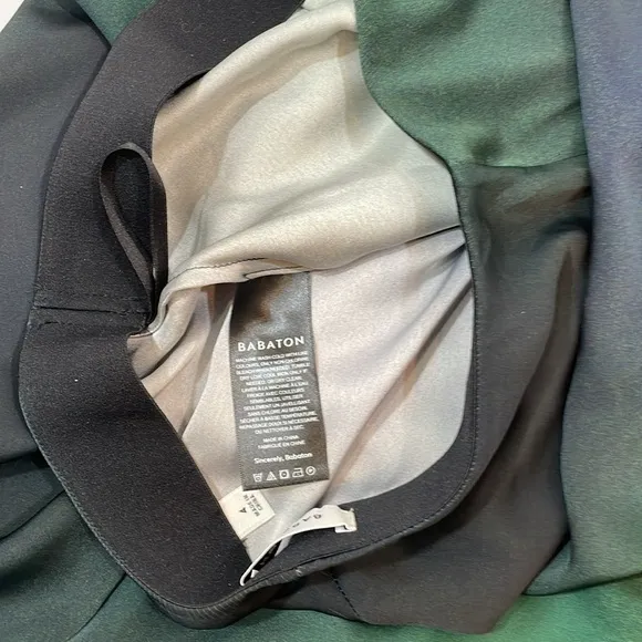 Aritzia Babaton Slip Skirt Size 4 Midi Green Navy Black Print EUC