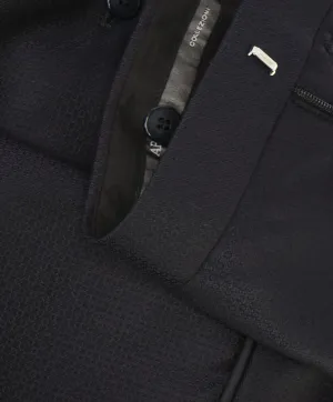 ARMANI COLLEZIONI -Navy Geometric Weave Tux Dinner Flat Front Dress Pants - 35W