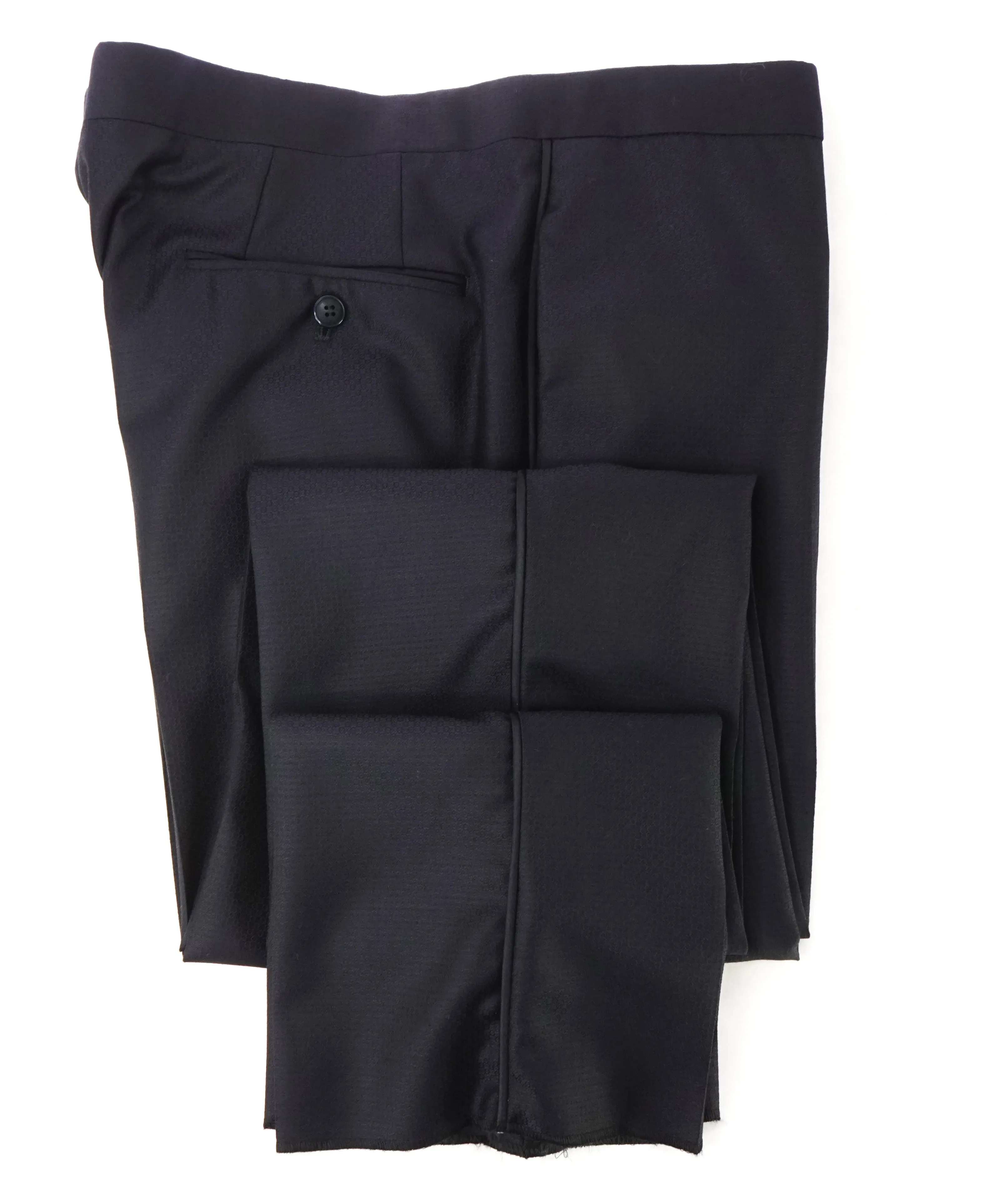 ARMANI COLLEZIONI -Navy Geometric Weave Tux Dinner Flat Front Dress Pants - 35W