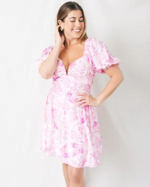 Arrivederci Short Puff Sleeve Back Cutout Mini Dress