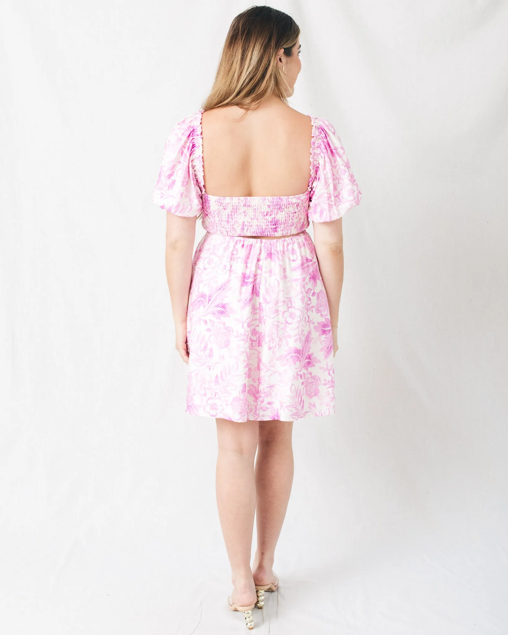 Arrivederci Short Puff Sleeve Back Cutout Mini Dress