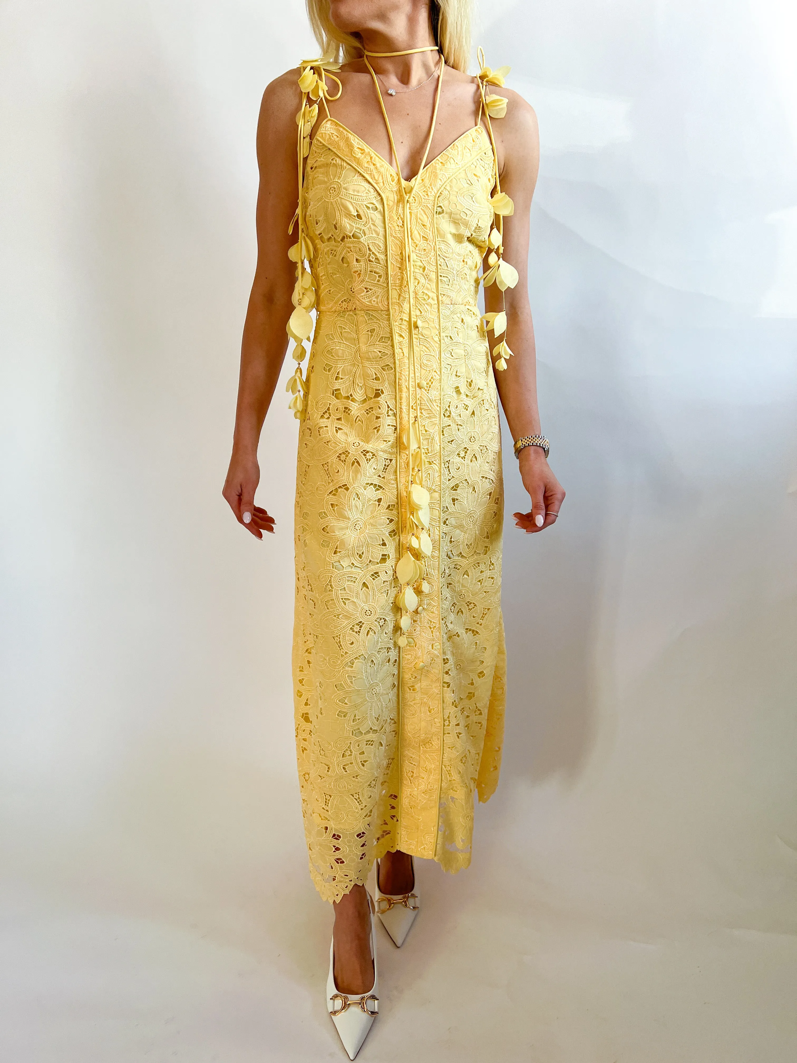 Azalia Button Front Lace Dress