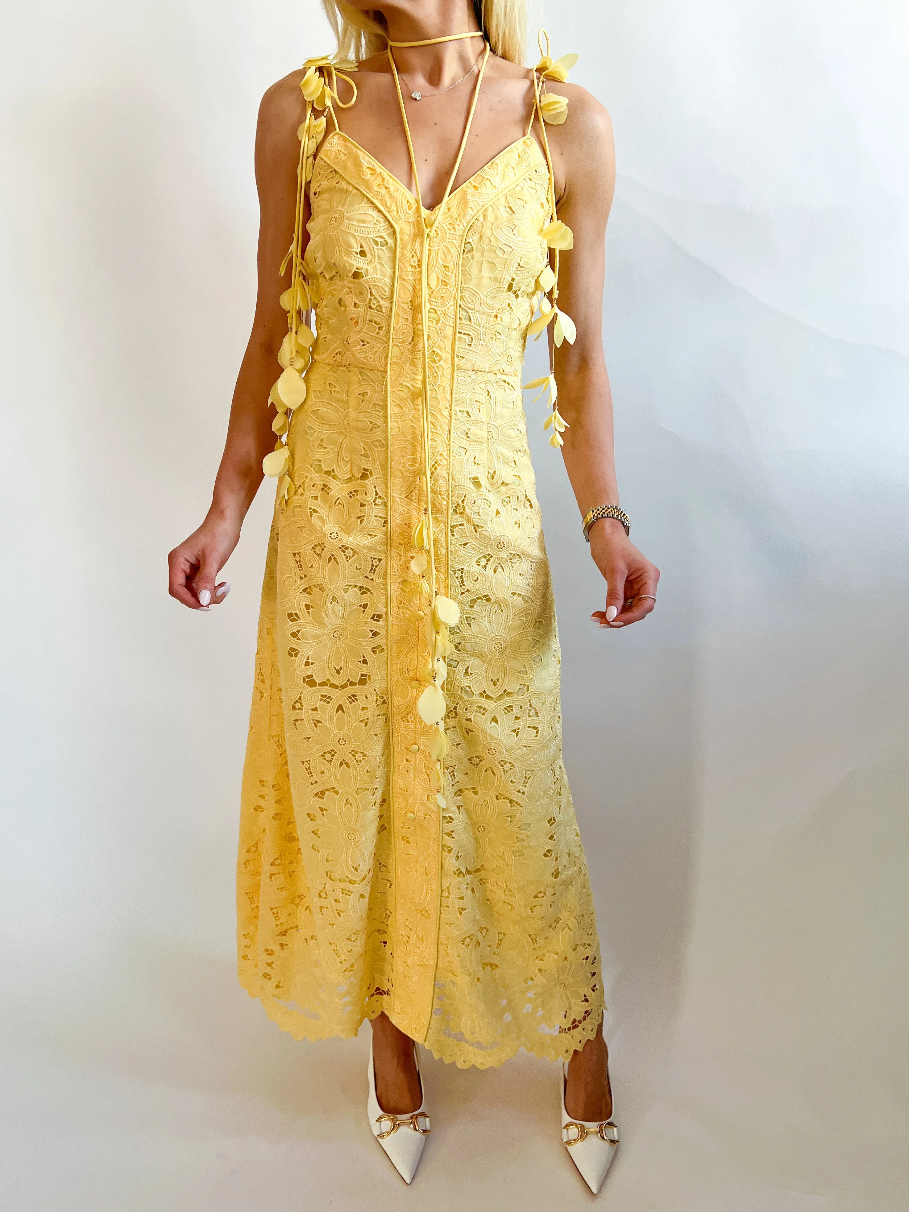 Azalia Button Front Lace Dress