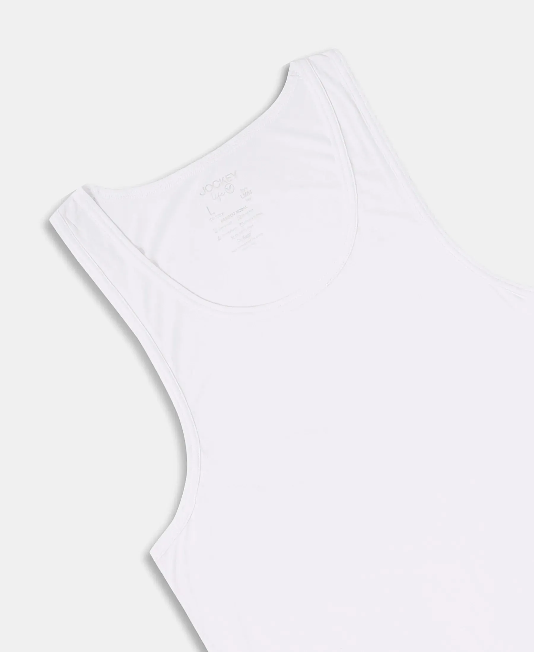 Bamboo And Tencel Modal Blend Sleeveless Vest With Extended Length - White