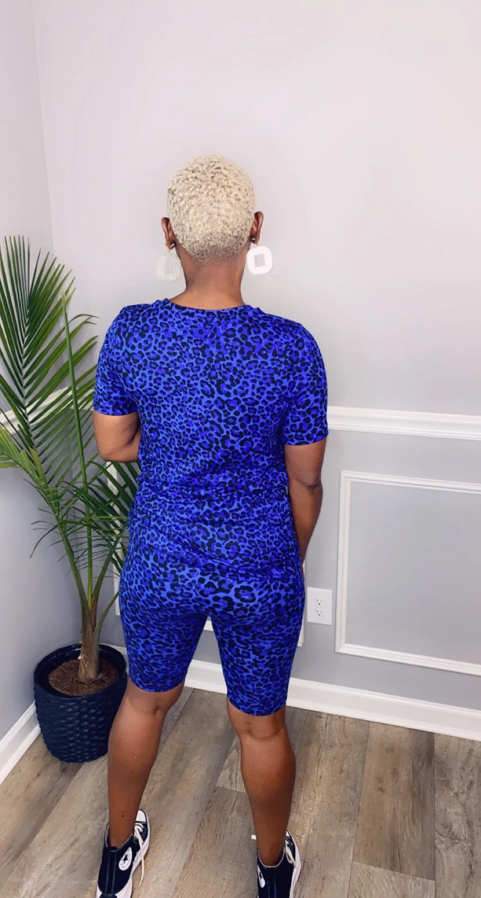 Basic 2pc ShortSet-Blue Leopard