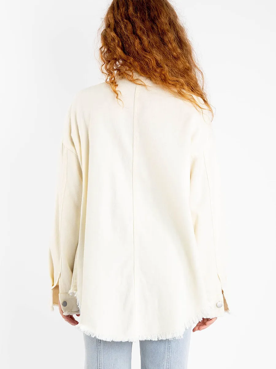 Be My Own Star Cotton Distressed Denim Shacket