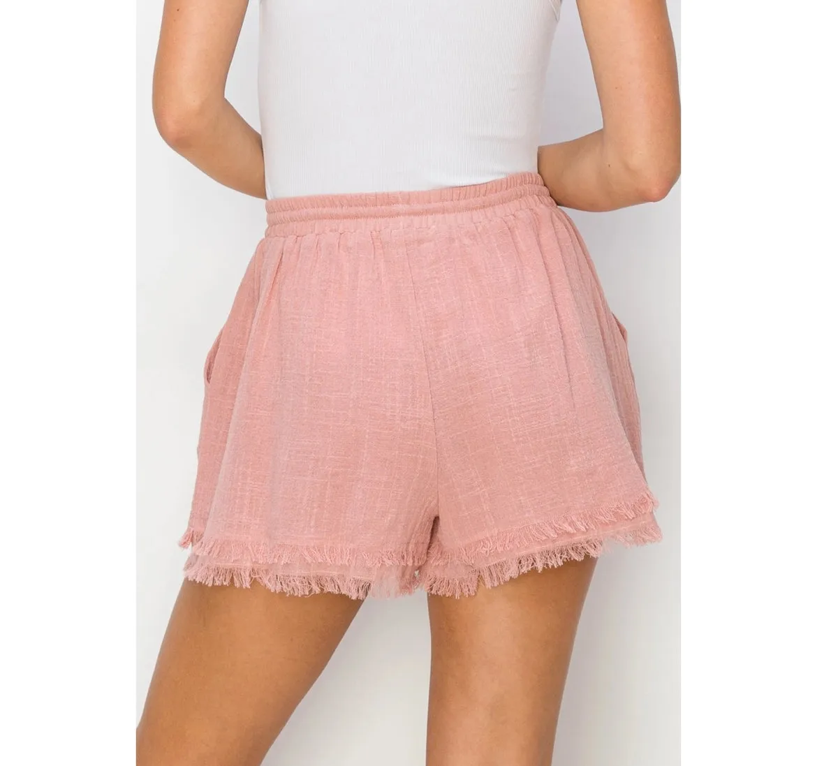 Beachcomber Frayed Drawstring Shorts Available In Two Colors