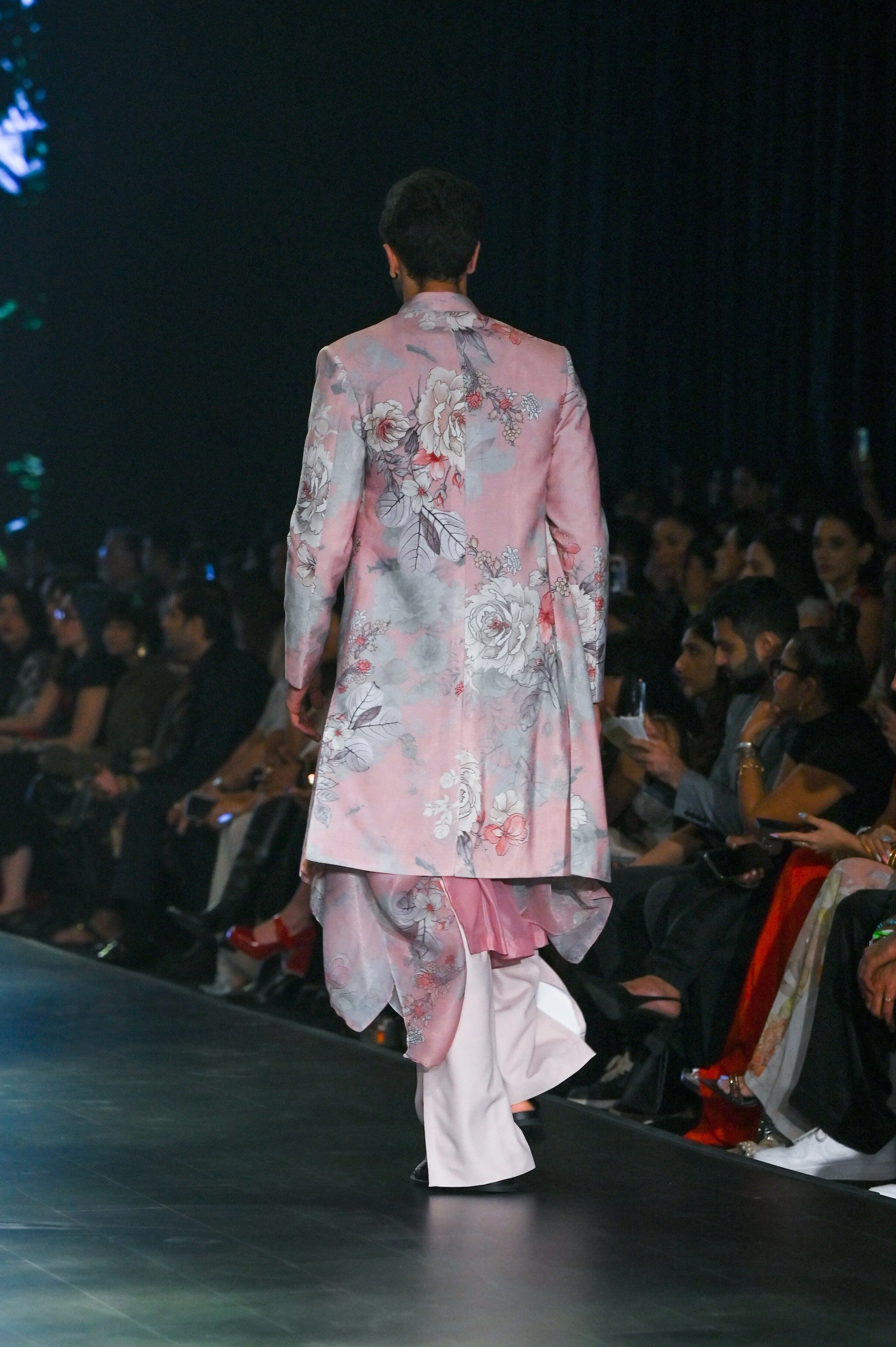 Beige & Pink Printed Sherwani Set