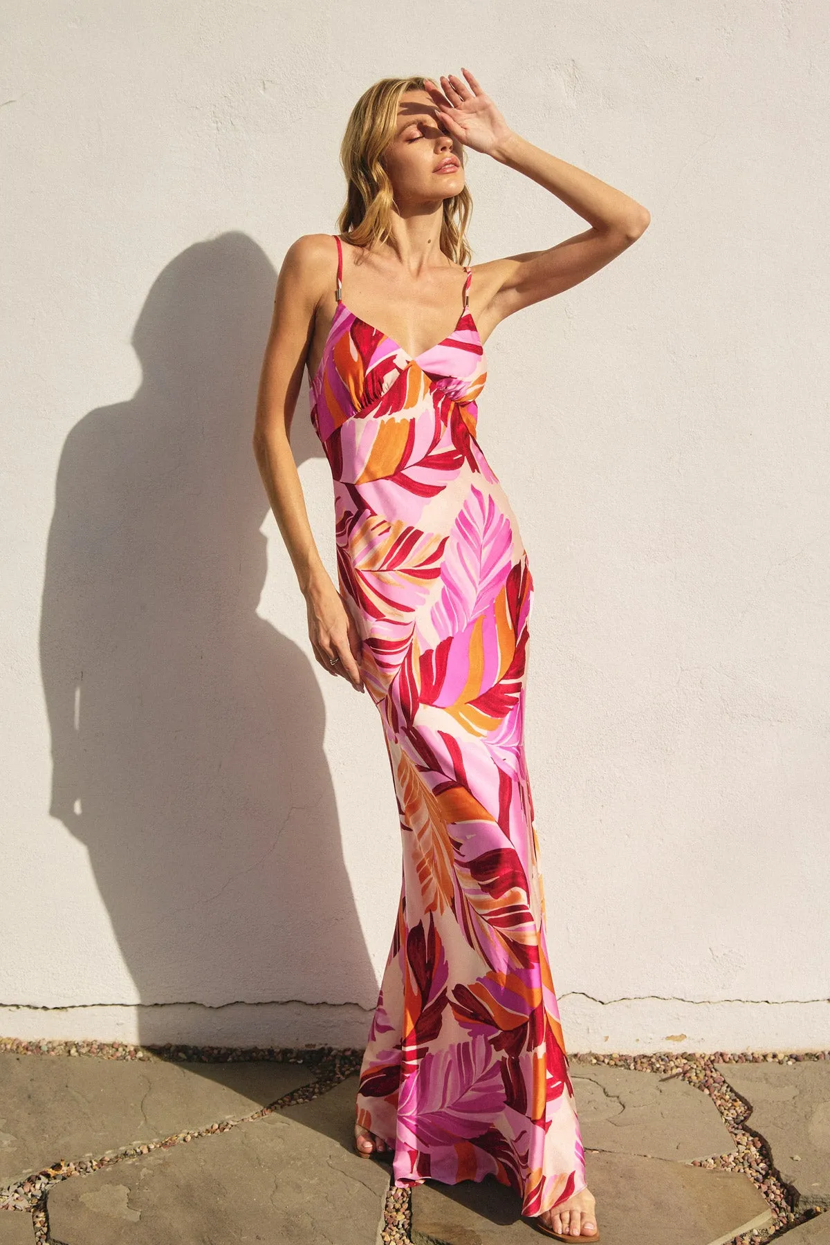 Bella Chevron Seam Open Back Maxi Dress