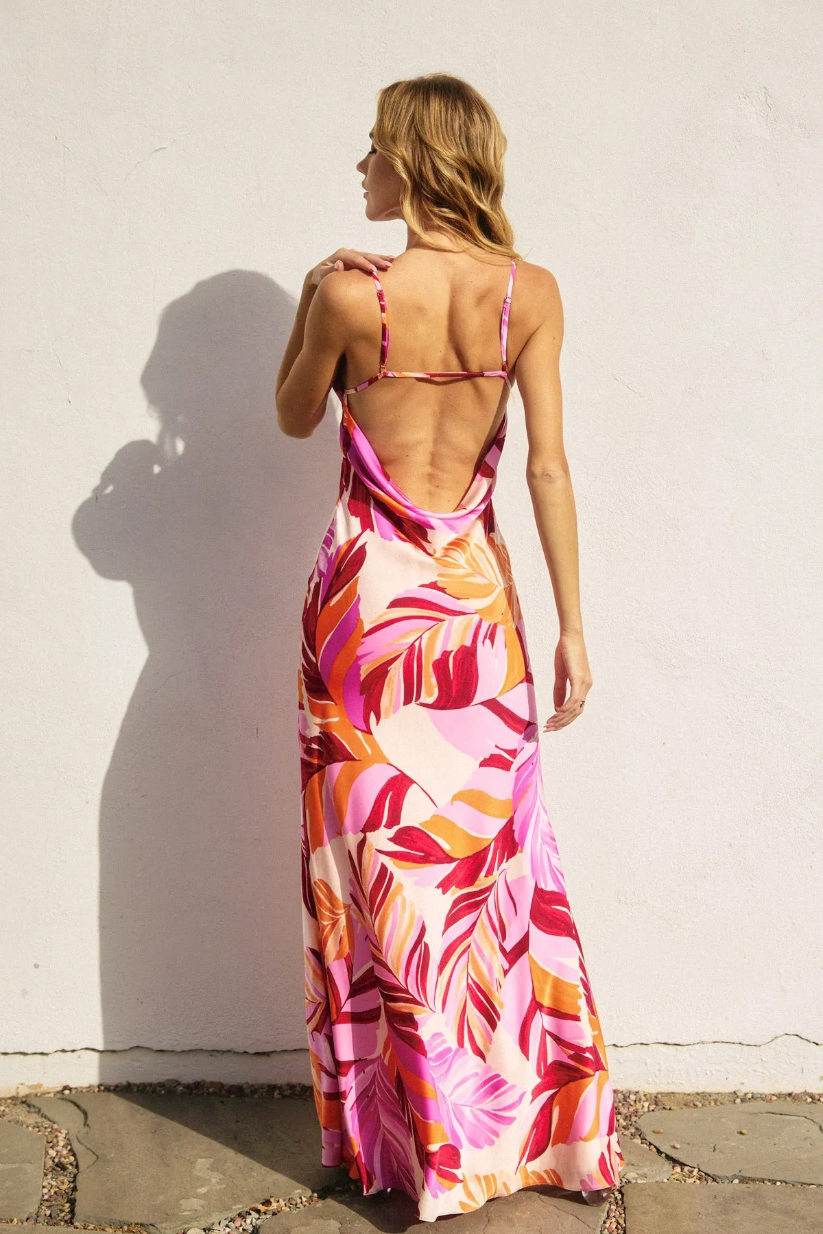 Bella Chevron Seam Open Back Maxi Dress