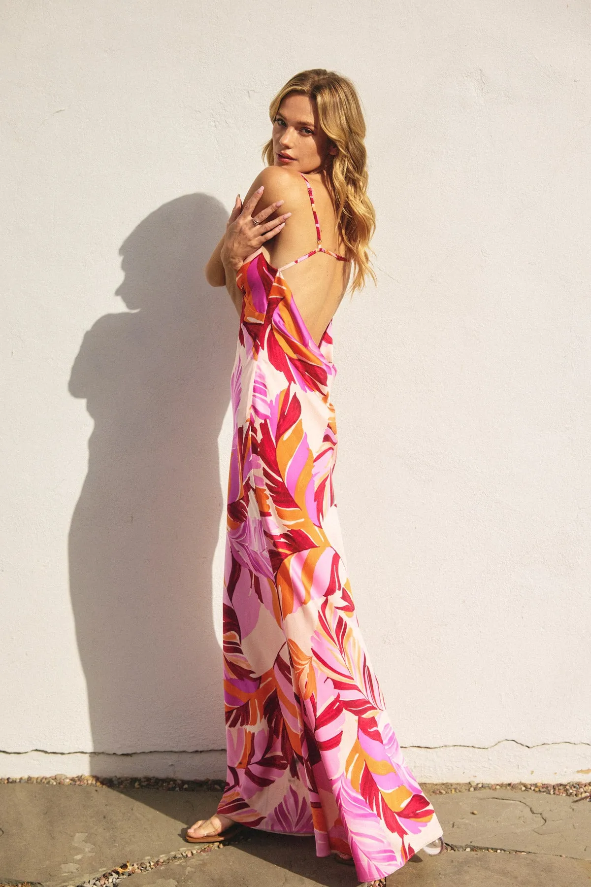 Bella Chevron Seam Open Back Maxi Dress