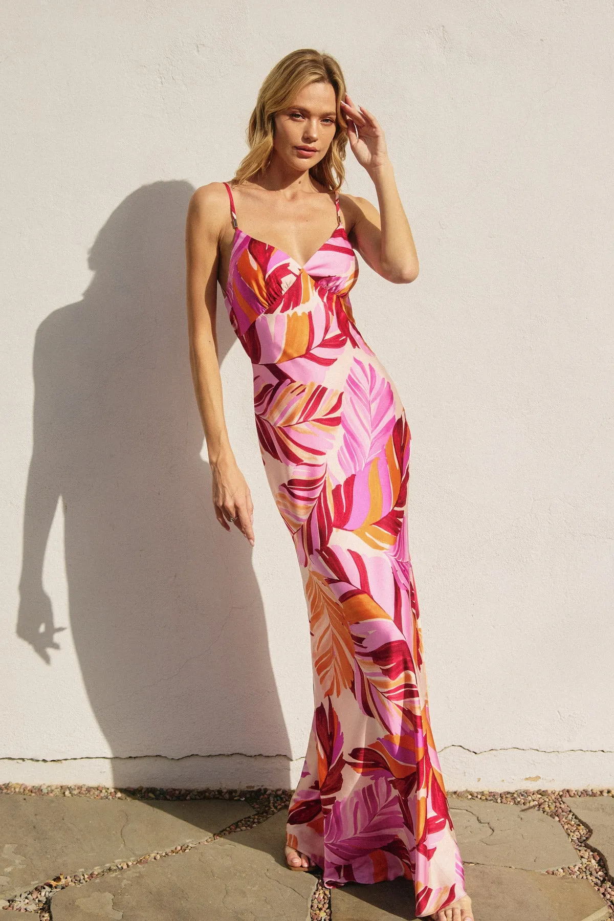 Bella Chevron Seam Open Back Maxi Dress
