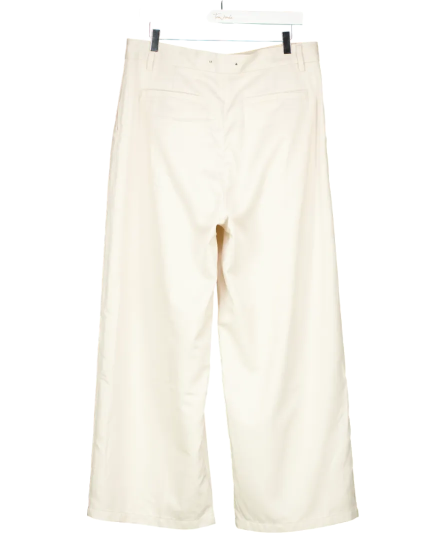 Bershka Cream Wide Leg Tailored Trousers UK 14