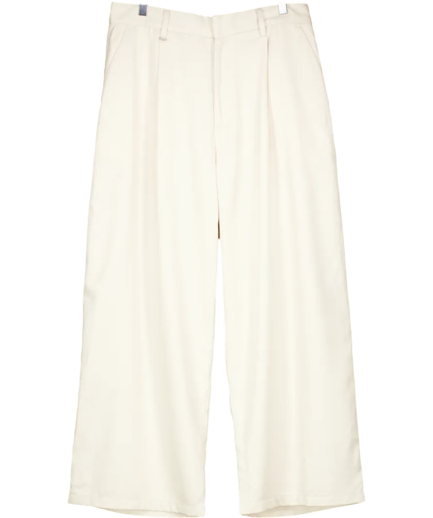 Bershka Cream Wide Leg Tailored Trousers UK 14