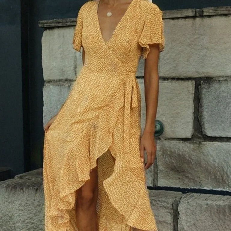 Binky A-line Midaxi Printed Wrap Dress